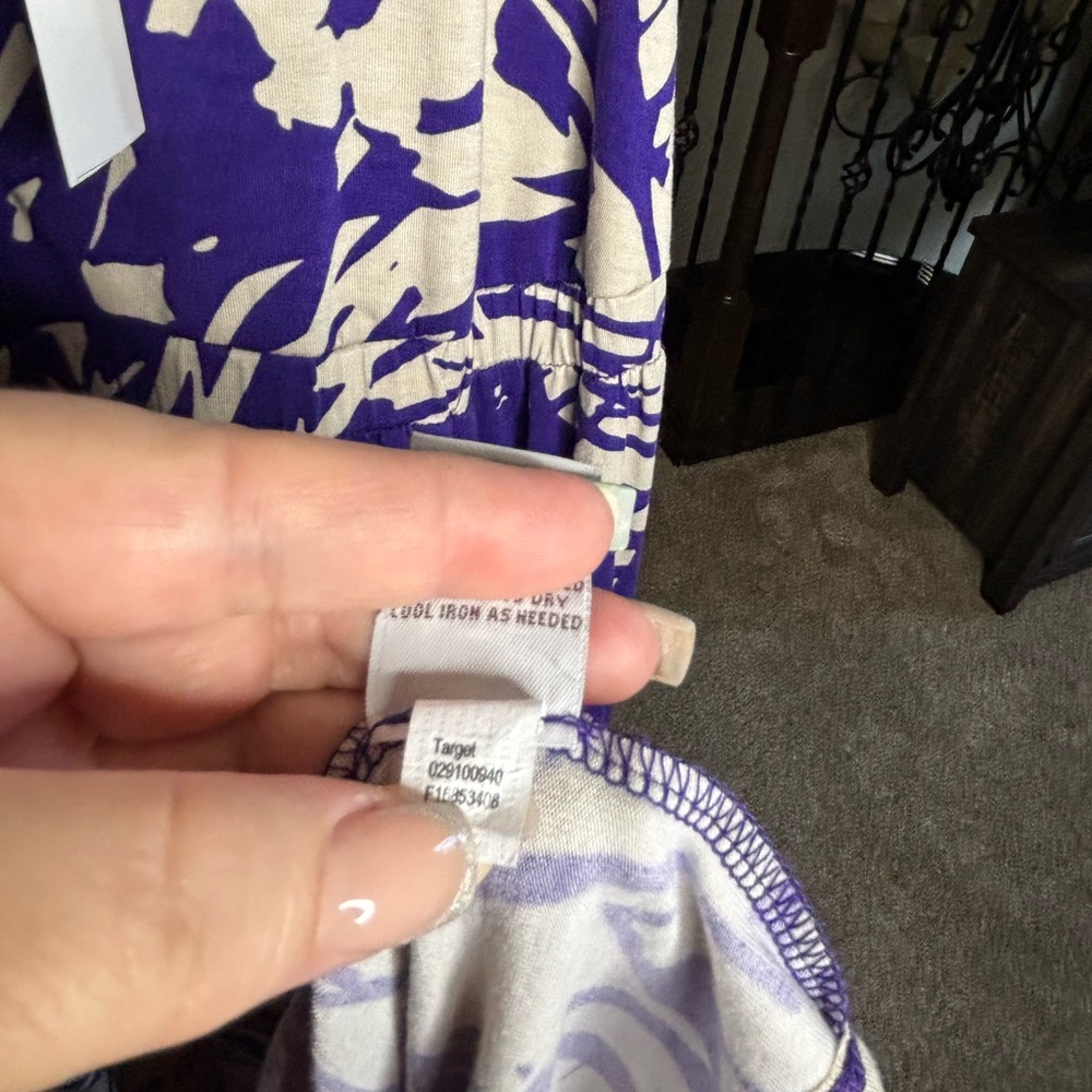 Liz Lange Maternity for Target Purple and Cream Maxi Dress Size M NEW - Picture 8 of 12